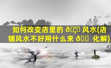 如何改变店里的 🦁 风水(店铺风水不好用什么来 🐠 化解)